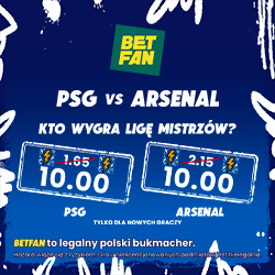 Kurs 10.00 na to że Arsenal wygra Ligę Mistrzów - promocja bukmachera BETFAN